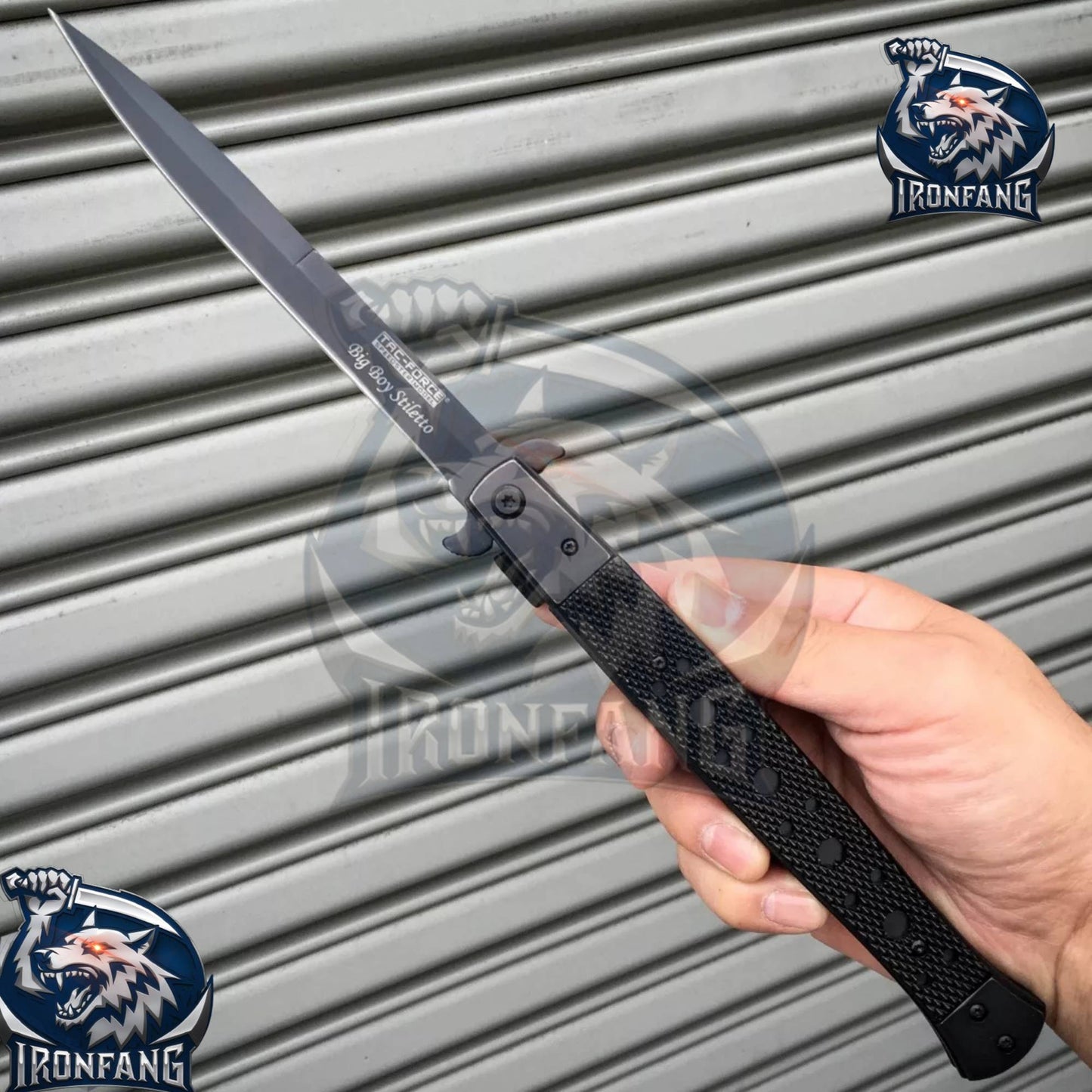 13 Inches Big Boy Stiletto Folding Pocket Knife Black Camping, Hunting, Survival | Ironfangknife