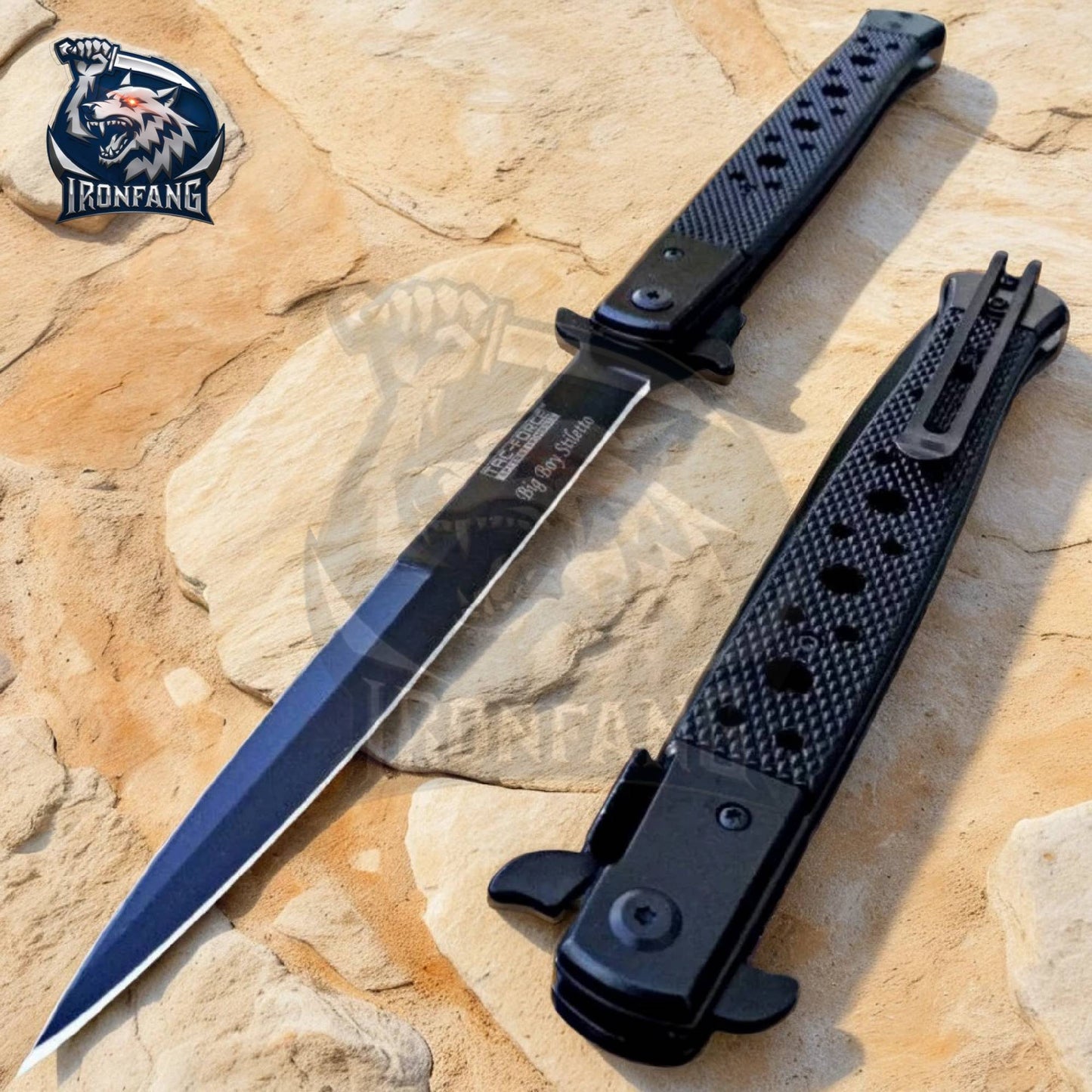 13 Inches Big Boy Stiletto Folding Pocket Knife Black Camping, Hunting, Survival | Ironfangknife