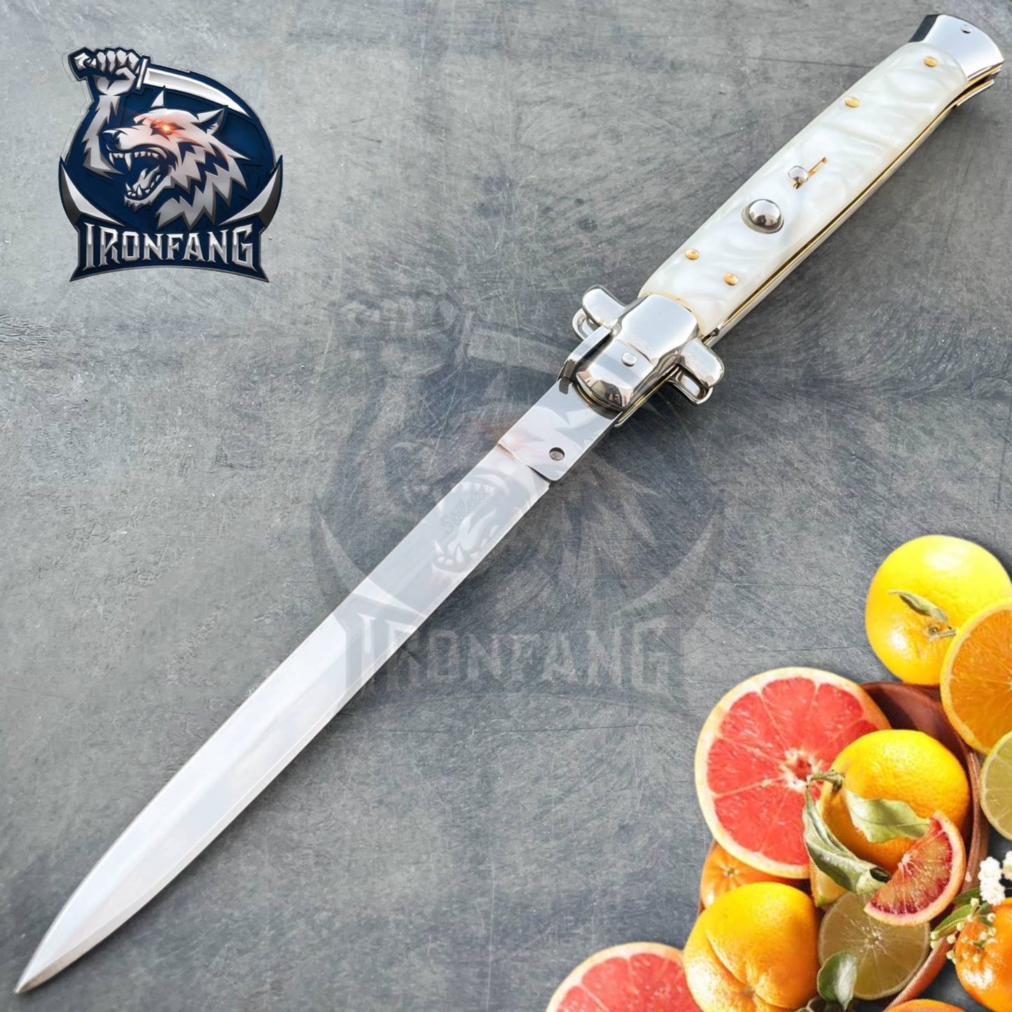 13 inches bigboy stiletto ironfang knife white pearl