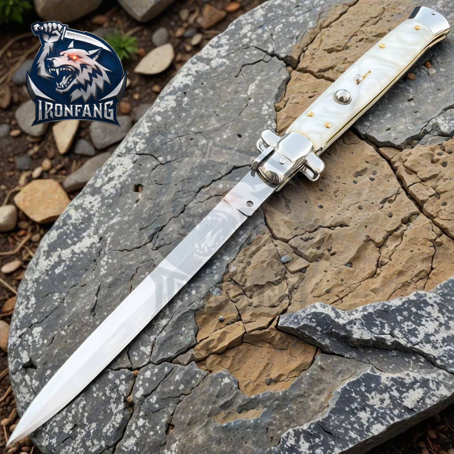 13 inches bigboy stiletto ironfang knife white pearl