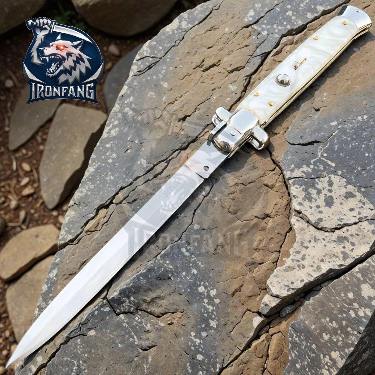 13 inches bigboy stiletto ironfang knife white pearl