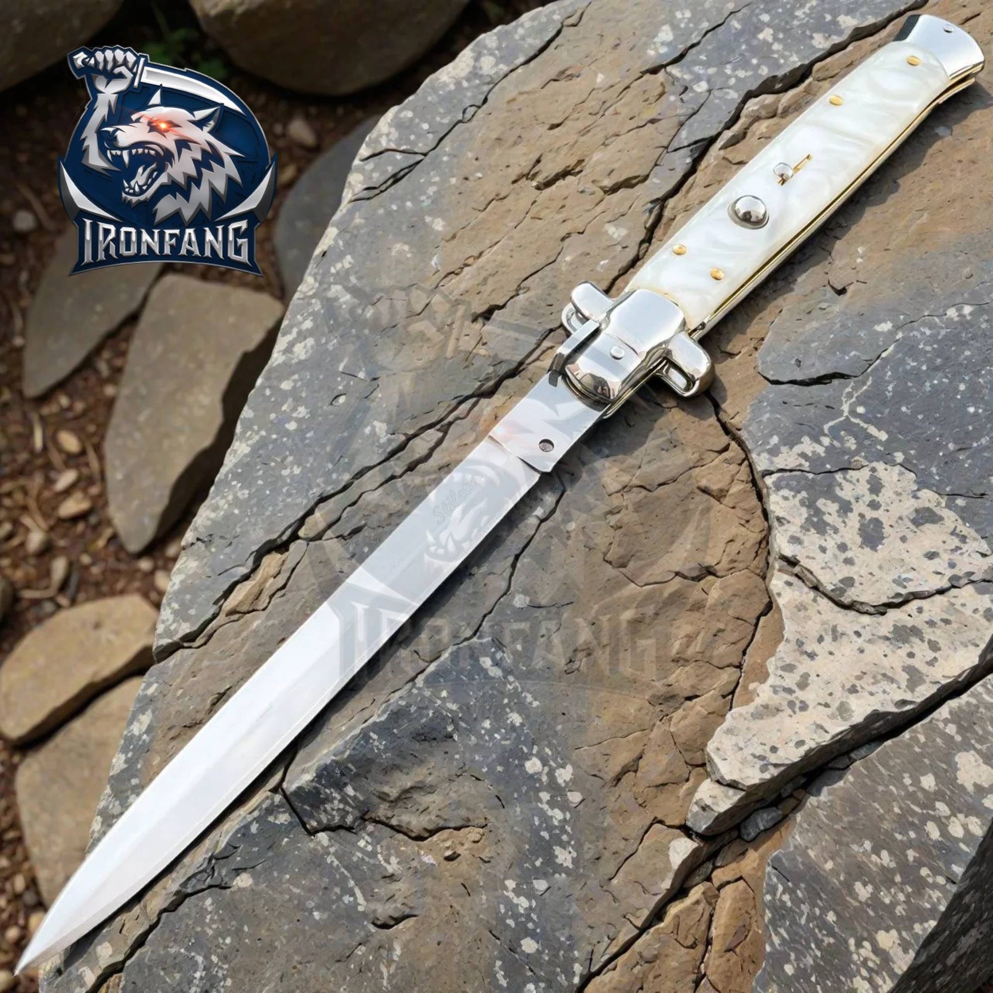 13 inches bigboy stiletto ironfang knife white pearl