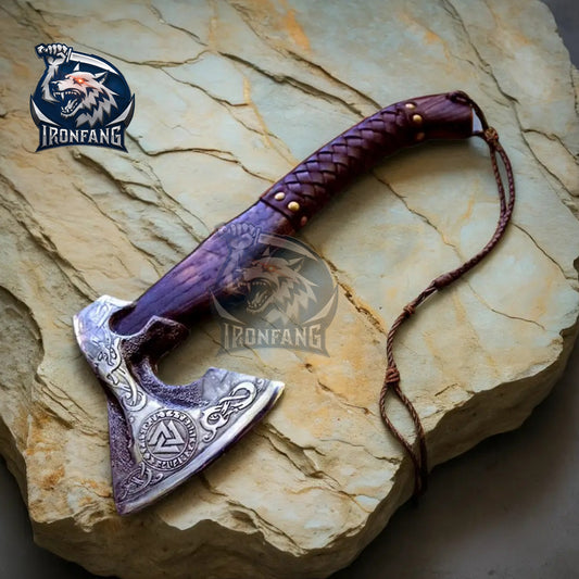 Viking Axe Hand-Forged Hatchet 13 Carbon Steel Vintage Axe for Camping Hunting Gift for father, Boyfriend ,Husband,Christmas
