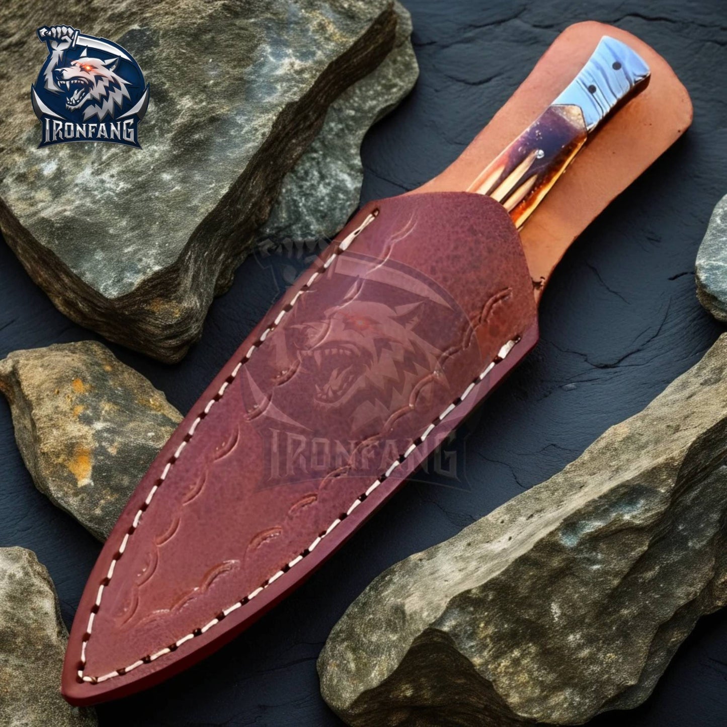 Game Of Thrones Dagger 9" Valyrian Steel Assassin Knife With Sheath Camping, Survival, Hunting gift for Men, Father, Boyfriend IronFang Knife