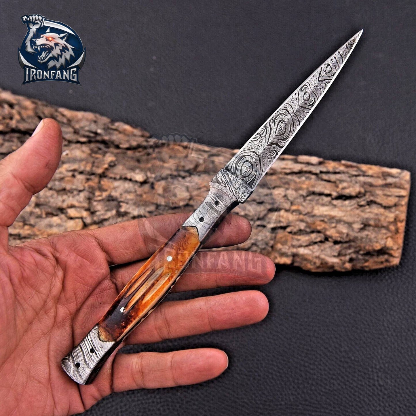 Game Of Thrones Dagger 9" Valyrian Steel Assassin Knife With Sheath Camping, Survival, Hunting gift for Men, Father, Boyfriend IronFang Knife