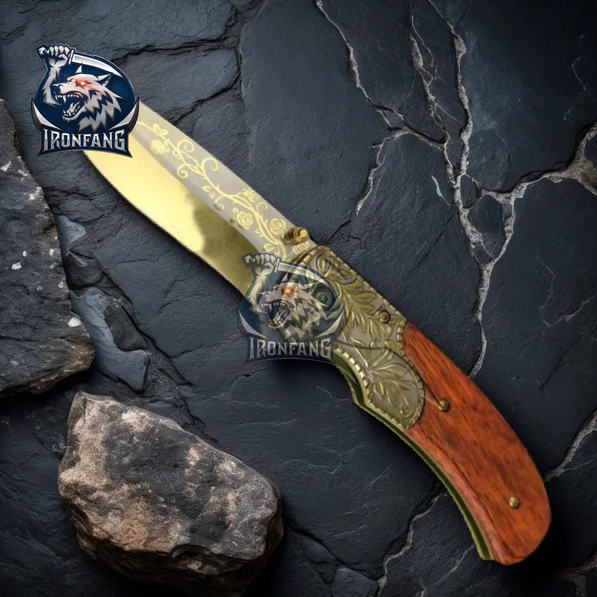 9-Inches-Embossed-Sculpture-Vintage-Pocket-Folding-Knife-Ironfangknife