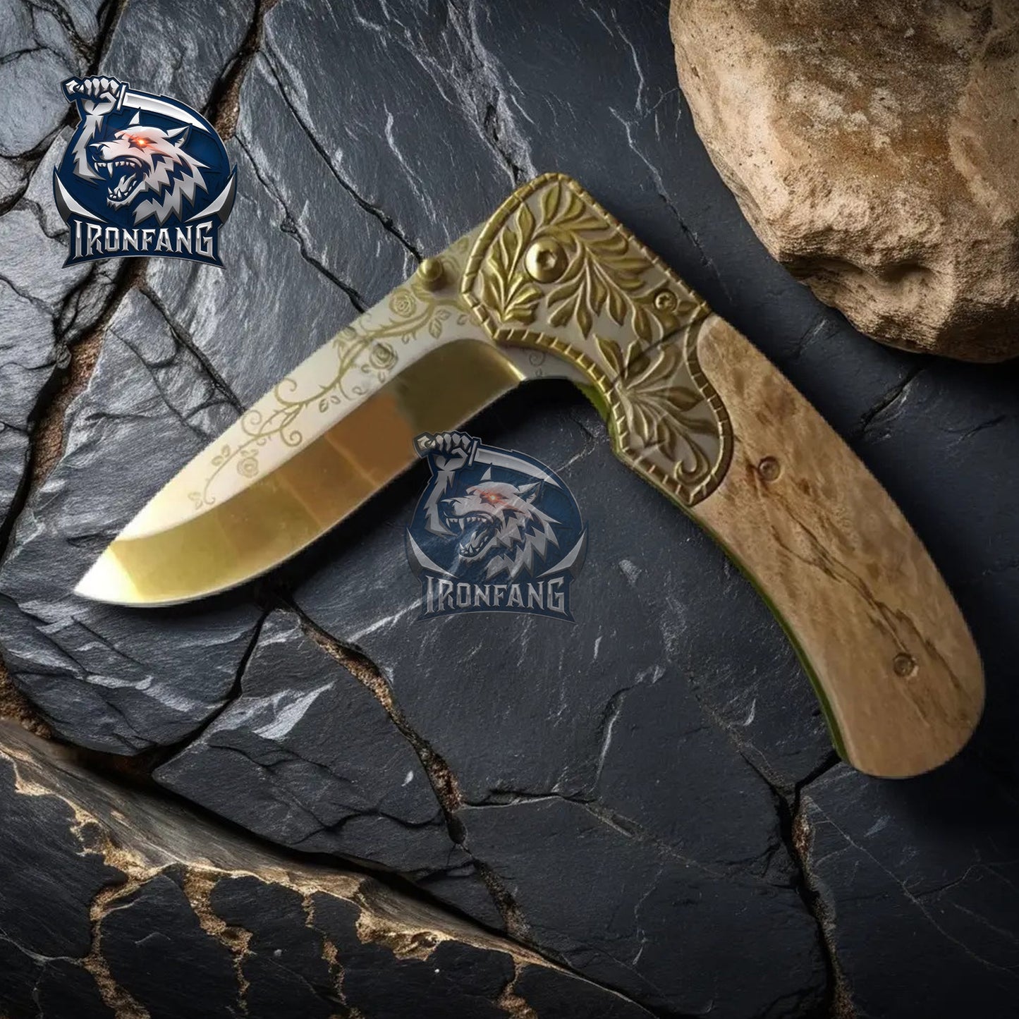 9-Inches-Embossed-Sculpture-Vintage-Pocket-Folding-Knife-Ironfangknife