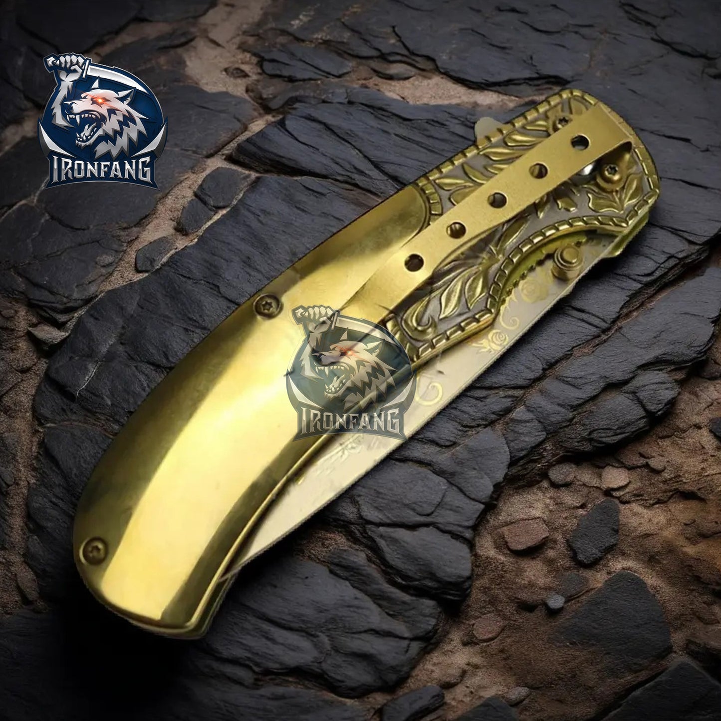 9-Inches-Embossed-Sculpture-Vintage-Pocket-Folding-Knife-Ironfangknife