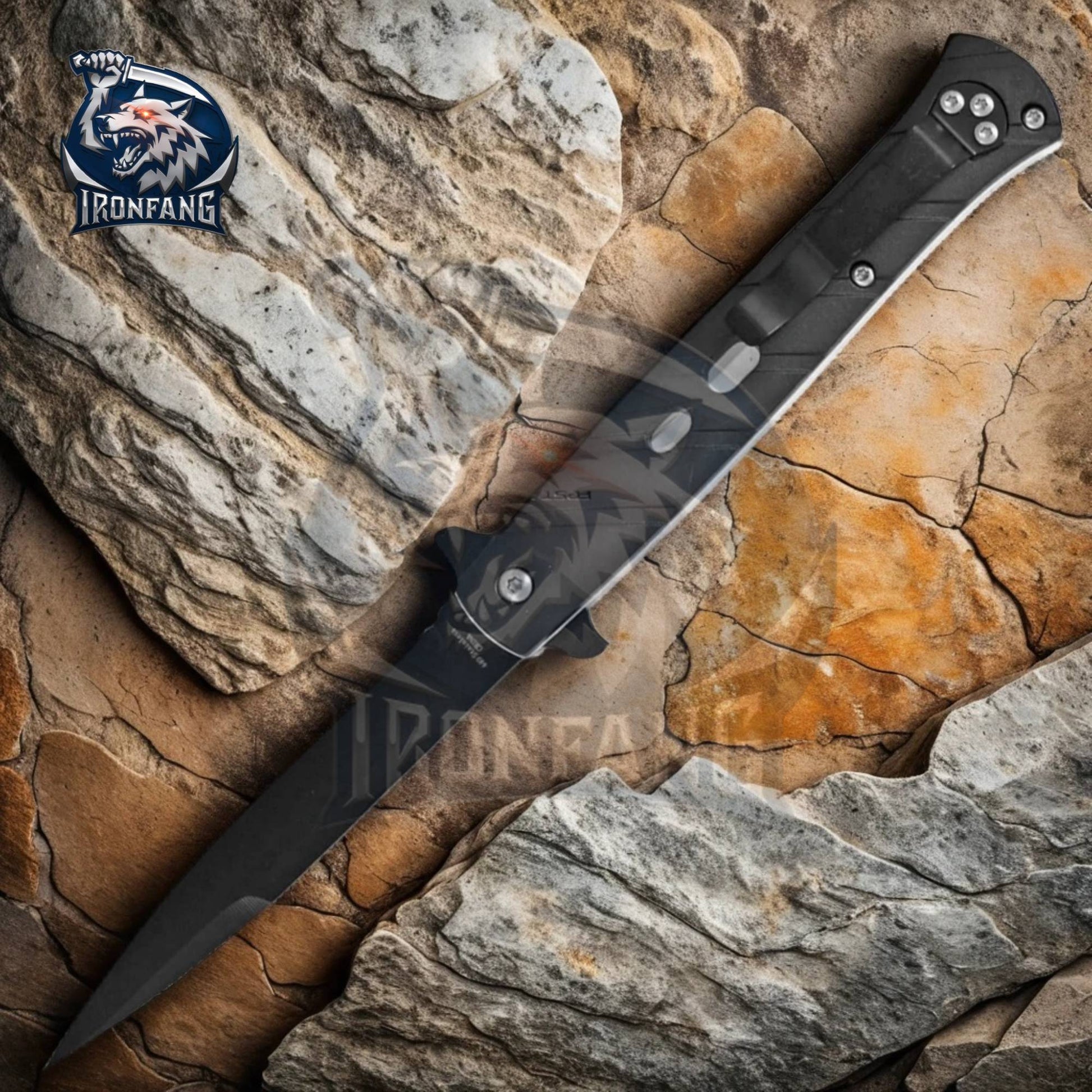 9-inches-Black-Tactical-Stiletto-Pocket -Folding-Knife-ironfangknife
