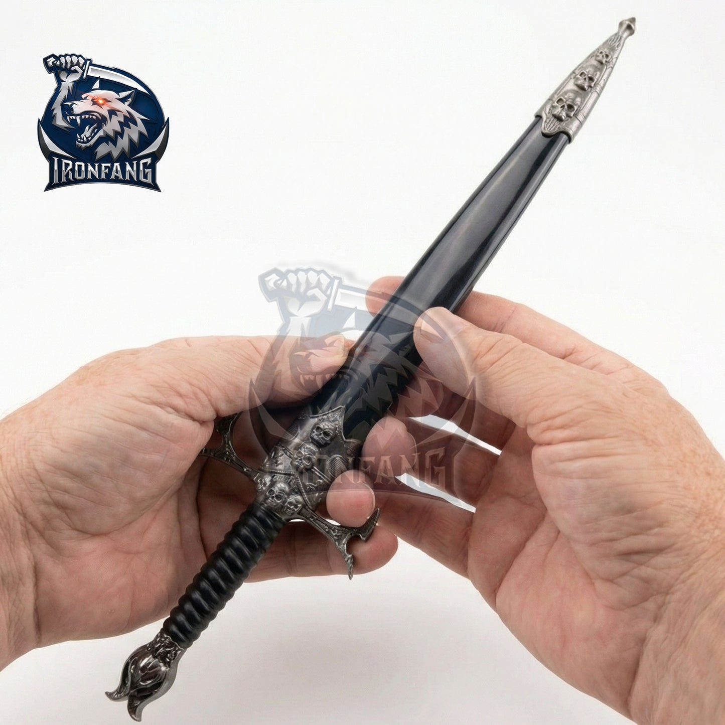 Medieval Gothic Fantasy Skull Dagger 13.25" Scabbard, Cosplay, Sorceress IronfangKnife