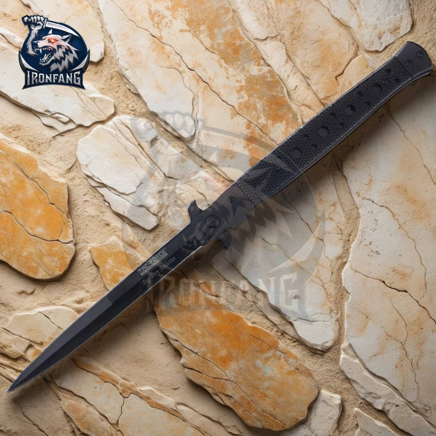13 Inches Big Boy Stiletto Folding Pocket Knife Black Camping, Hunting, Survival | Ironfangknife