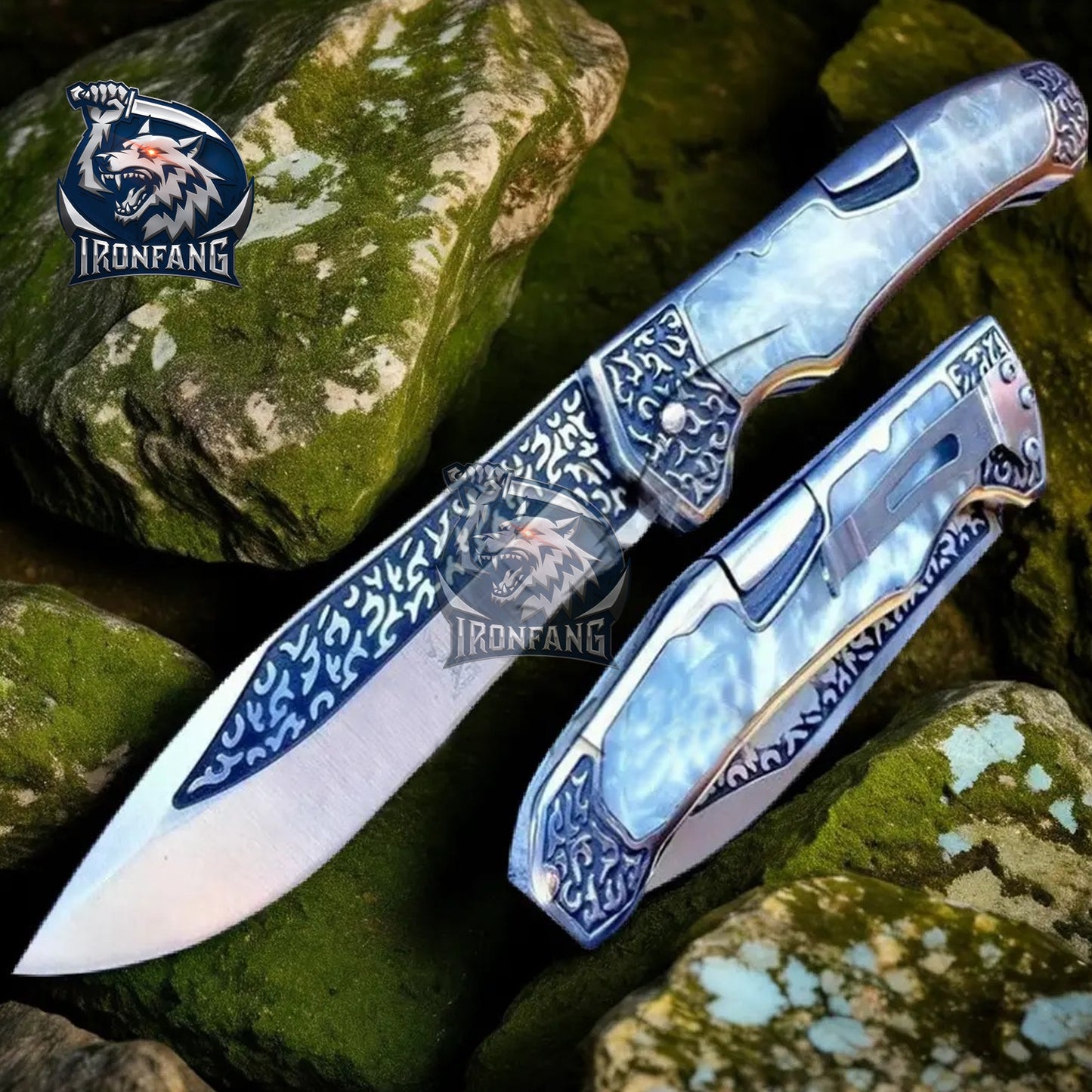 Vintage-Western-Embossed-Sculpture-Folding-Knife-Ironfangknife