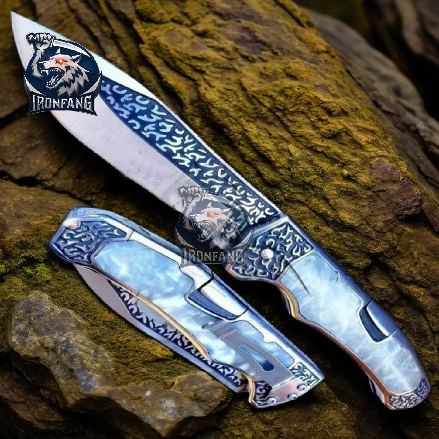 Vintage-Western-Embossed-Sculpture-Folding-Knife-Ironfangknife