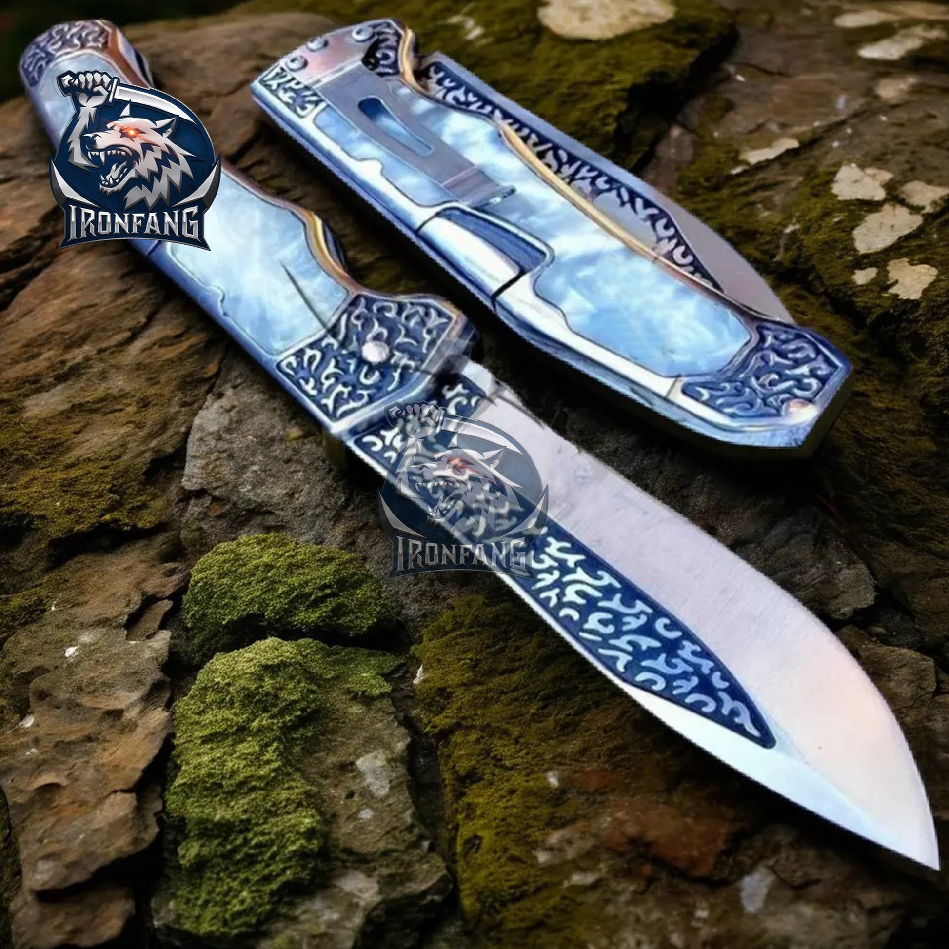 Vintage-Western-Embossed-Sculpture-Folding-Knife-Ironfangknife