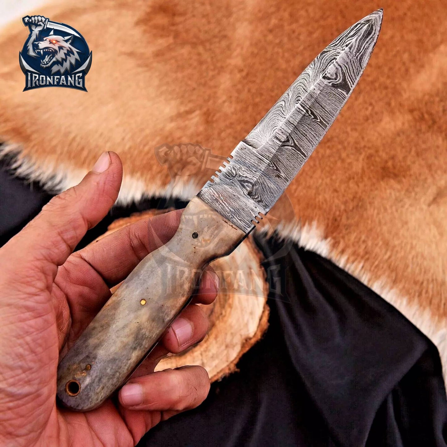 Game Of Thrones Dagger 9" Valyrian Steel Assassin Knife Camping, Survival, Hunting gift for Men, Father, Boyfriend IronFang Knife