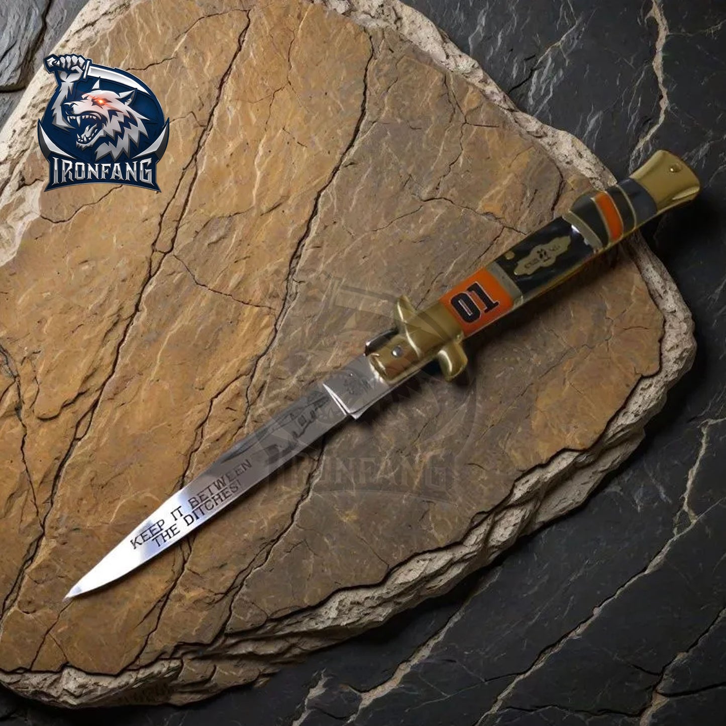 9" Premium Limited Stiletto Pocket Knife for Camping, Hunting - Gift for Men, Father, Boyfriend | Ironfangknife