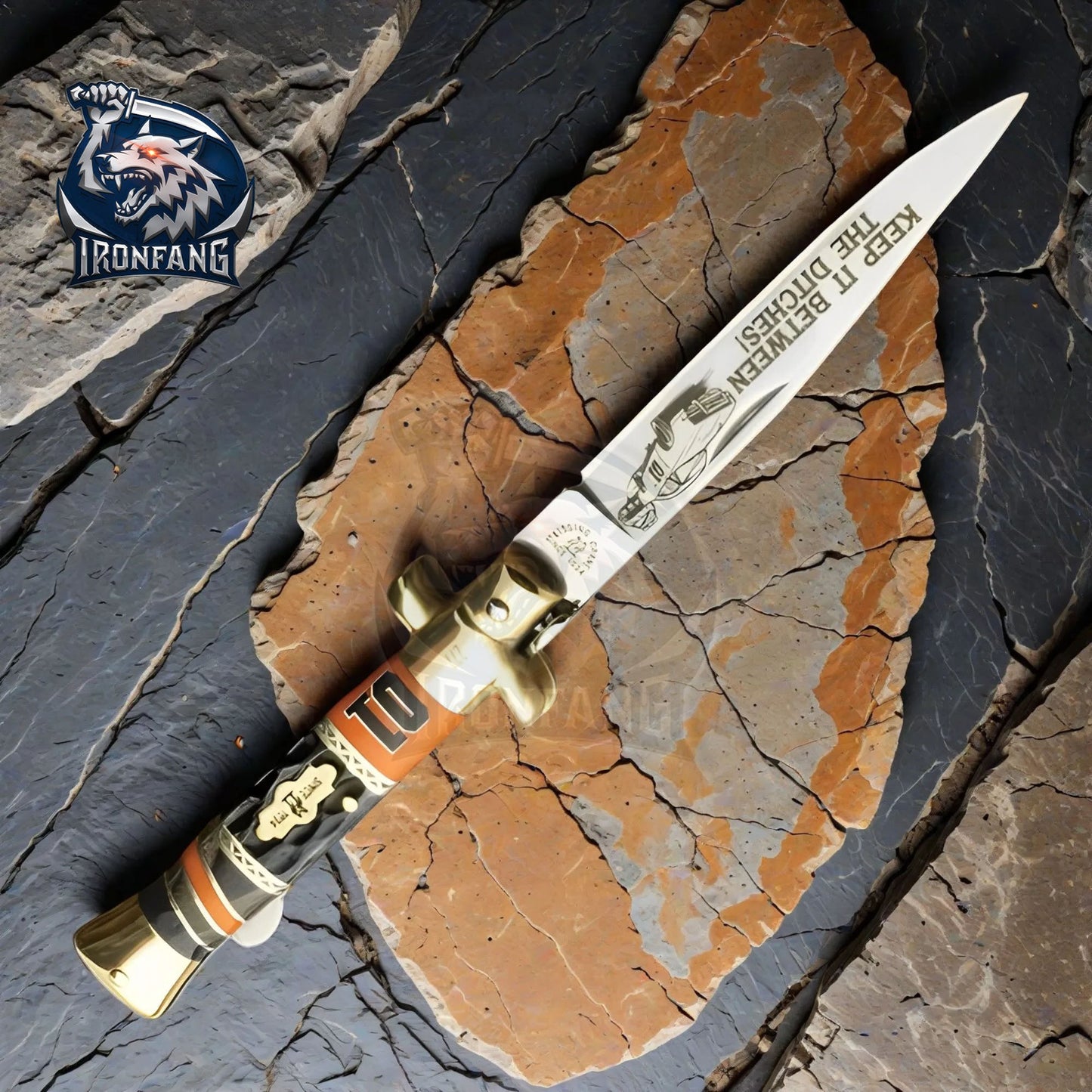 9" Premium Limited Stiletto Pocket Knife for Camping, Hunting - Gift for Men, Father, Boyfriend | Ironfangknife