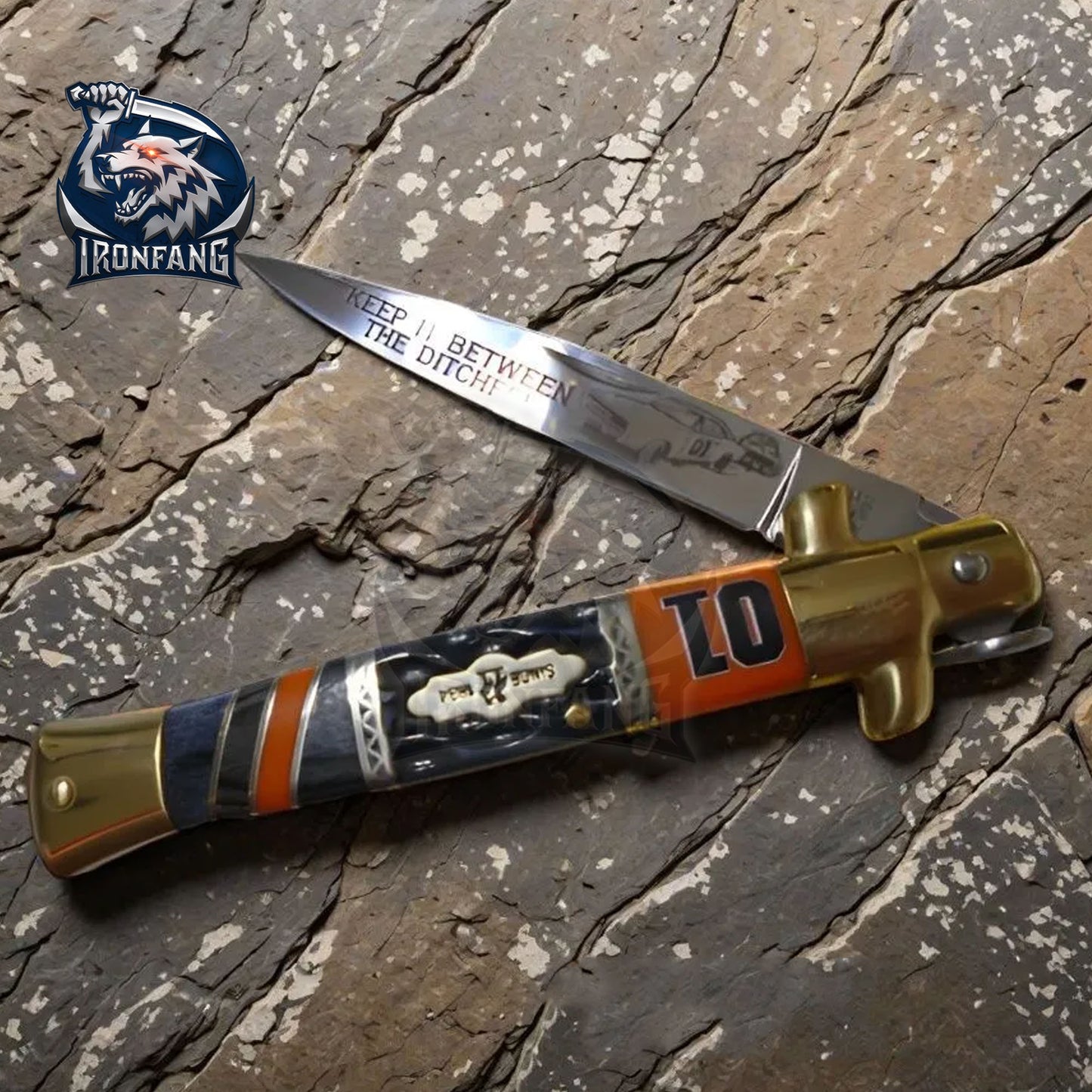 9" Premium Limited Stiletto Pocket Knife for Camping, Hunting - Gift for Men, Father, Boyfriend | Ironfangknife