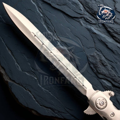13 Inches Big Boy Stiletto Tactical Folding Pocket Knife Silver Camping, Hunting, Survival | Ironfangknife
