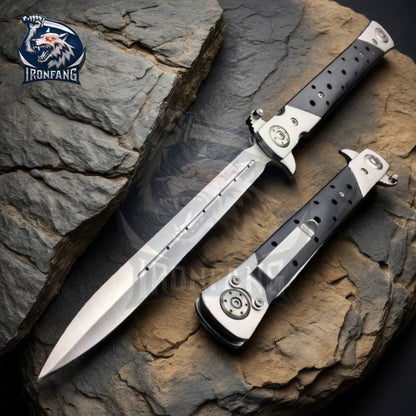 13 Inches Big Boy Stiletto Tactical Folding Pocket Knife Silver Camping, Hunting, Survival | Ironfangknife