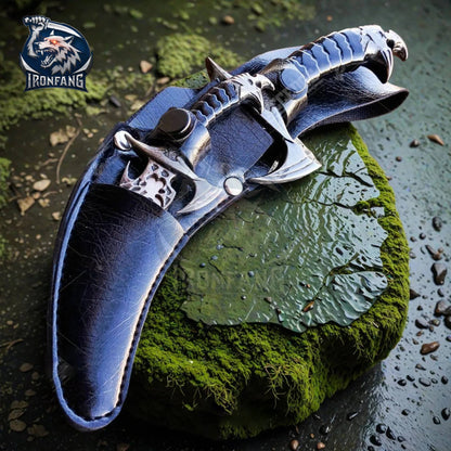 Set of 2 pcs Fantasy Dagger Fixed Blade with Sheet High Carbon Steel Unique Design & Craftsmanship Ironfang Knife