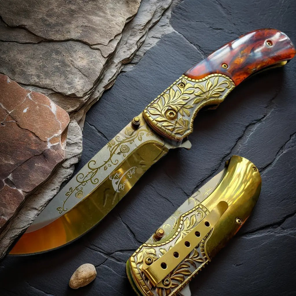 8.5-Vintage-Weston-Florals-folding-Pocket-Knife-gold-ironfangknife
