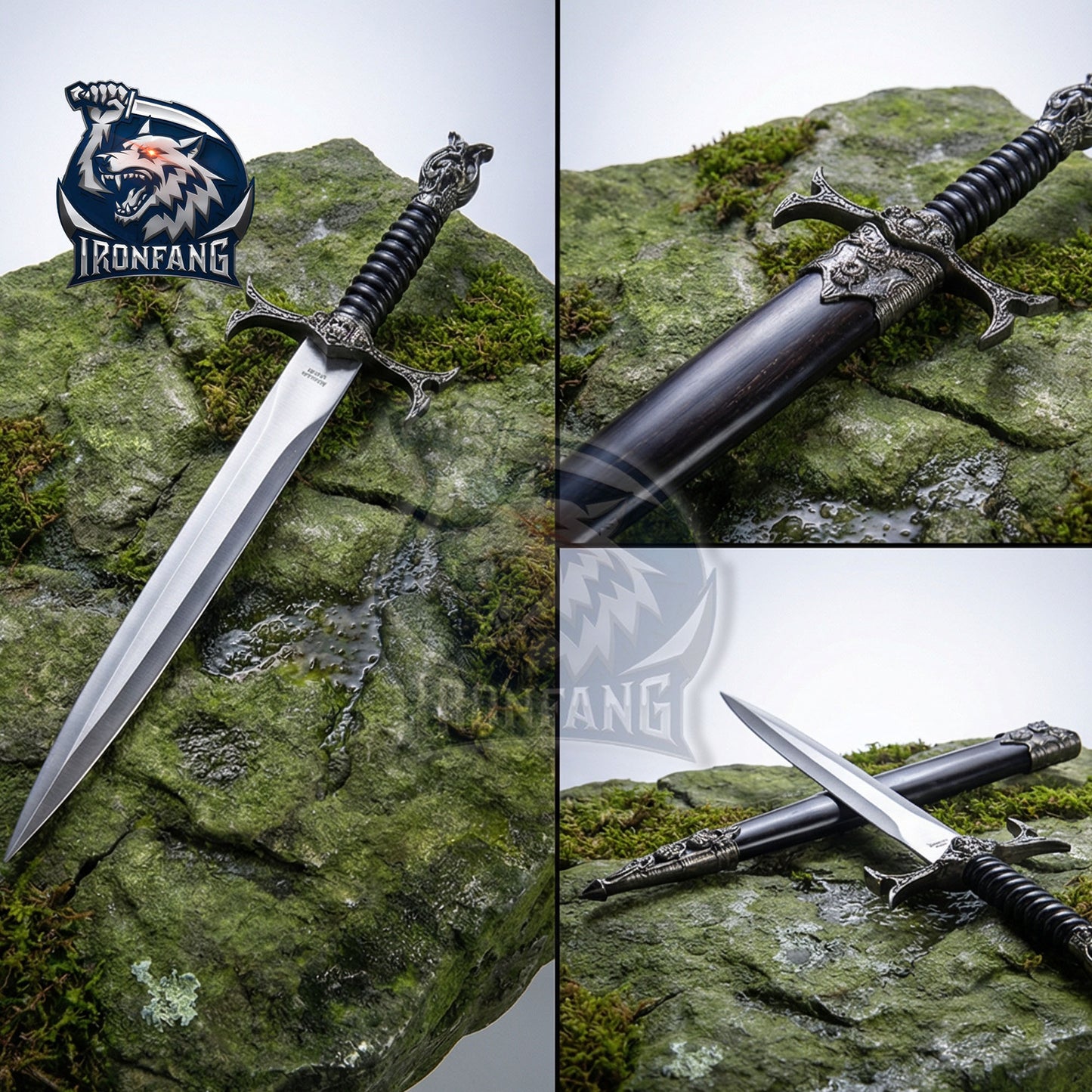 Medieval Gothic Fantasy Skull Dagger 13.25" Scabbard, Cosplay, Sorceress IronfangKnife