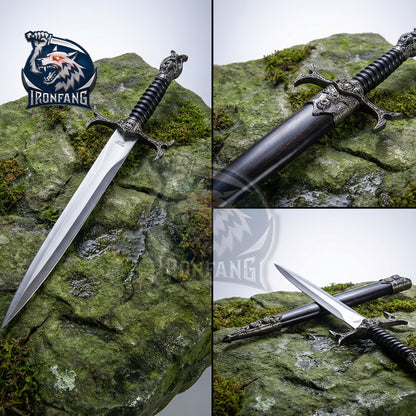 Medieval Gothic Fantasy Skull Dagger 13.25" Scabbard, Cosplay, Sorceress IronfangKnife