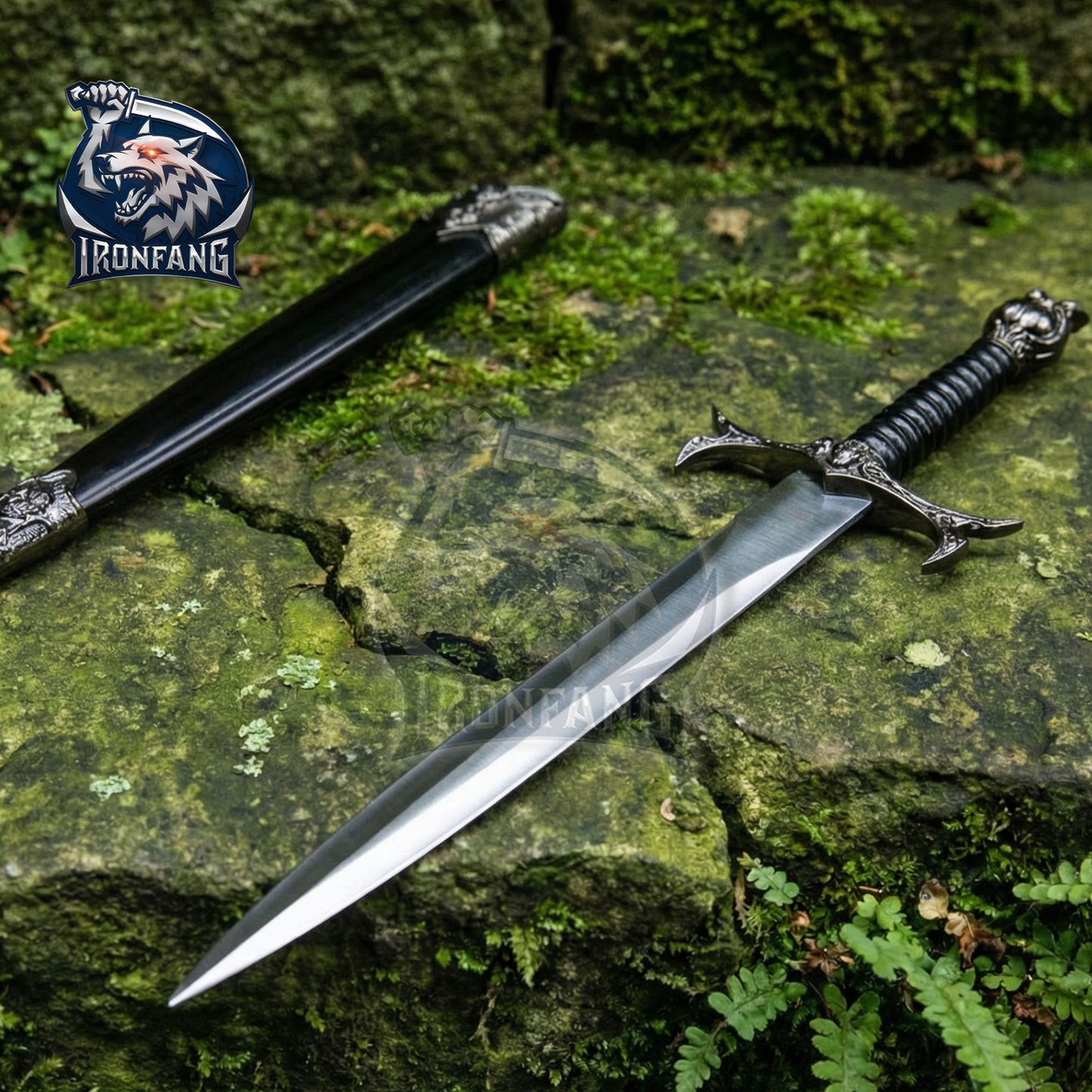 Medieval Gothic Fantasy Skull Dagger 13.25" Scabbard, Cosplay, Sorceress IronfangKnife