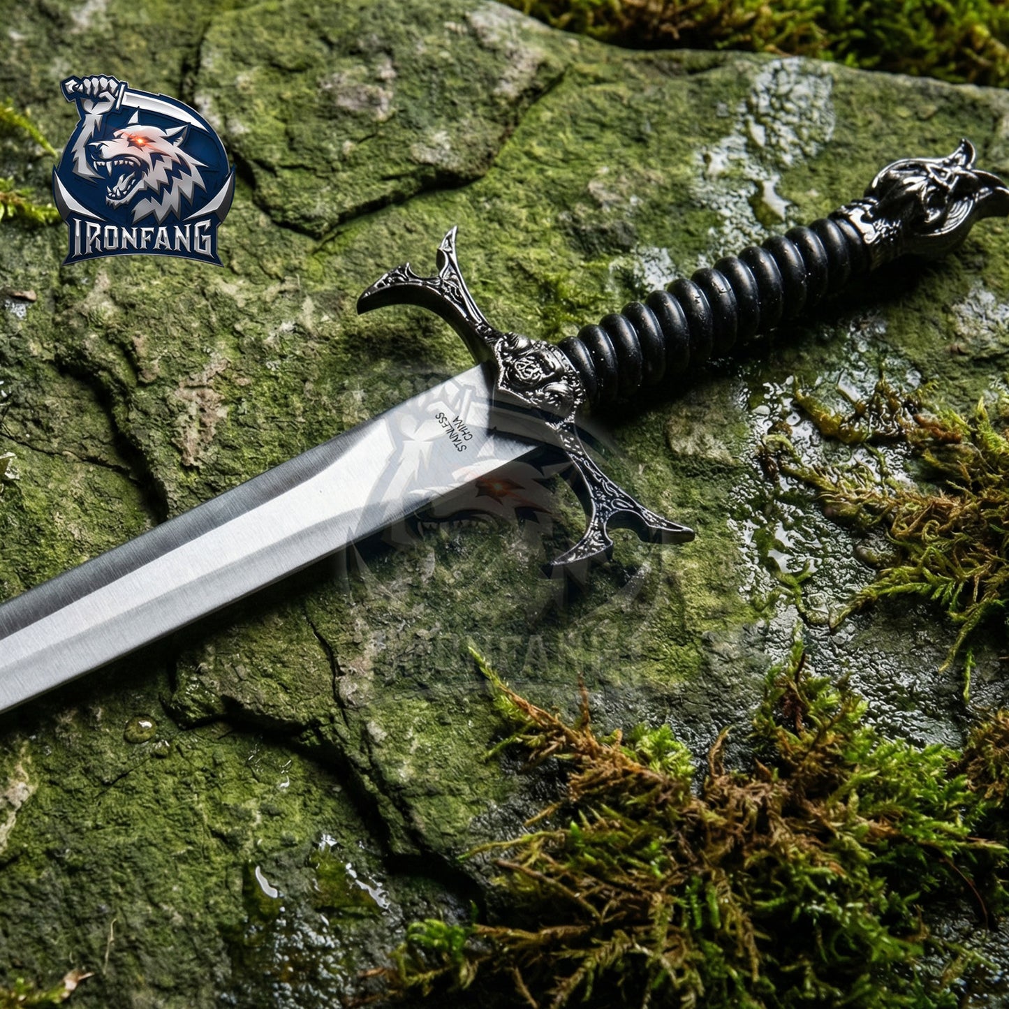 Medieval Gothic Fantasy Skull Dagger 13.25" Scabbard, Cosplay, Sorceress IronfangKnife