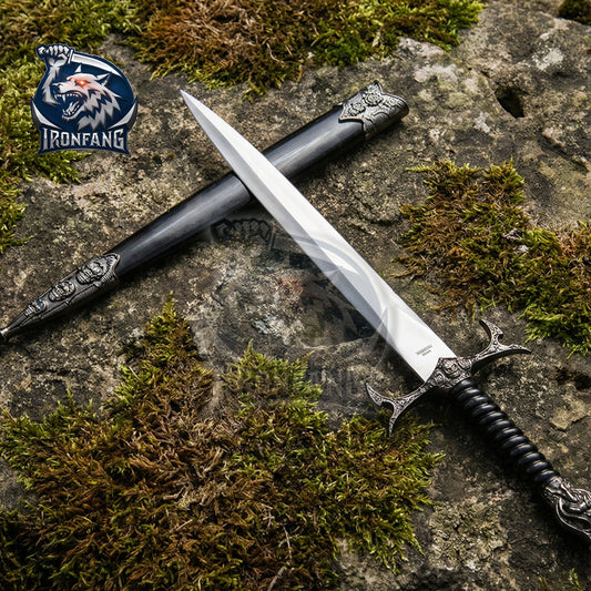 Medieval Gothic Fantasy Skull Dagger 13.25" Scabbard, Cosplay, Sorceress IronfangKnife