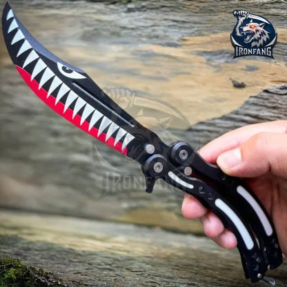 CSGO Practice Knife Balisong Butterfly Trainer Blade - Military Shark | Ironfangknife