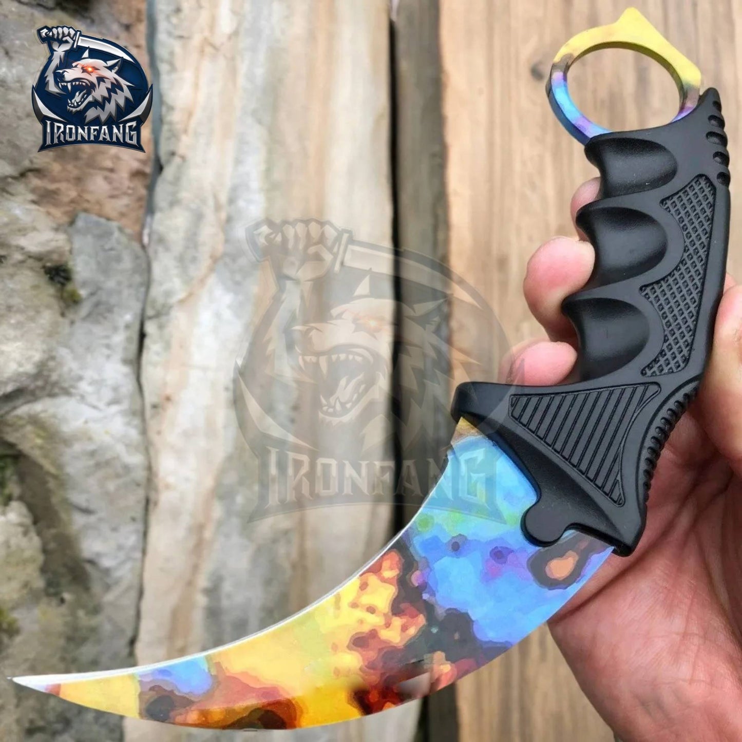Case Hardened Karambit CSGO 7.5" Knife For Hunting Camping Fixed Blade Knife Gift for Father, BoyFriend, Husband - IronfangKnife