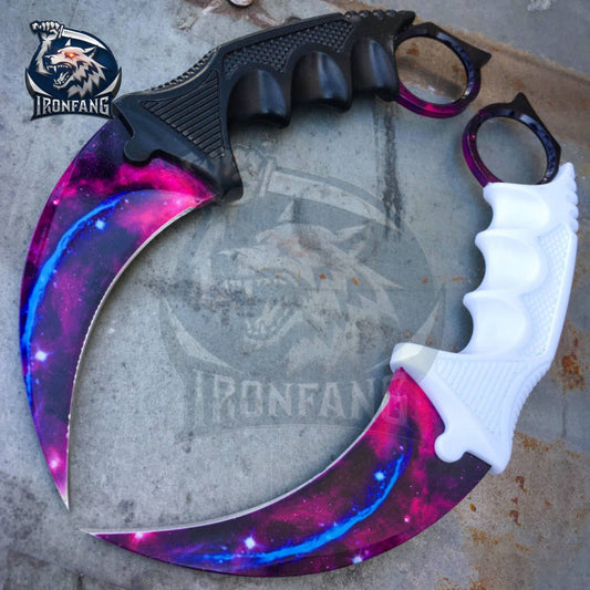 Set of 2 Karambit Galaxy CSGO 7.5" Knife For Hunting Camping Fixed Blade Knife Gift for Father, BoyFriend, Husband - IronfangKnife