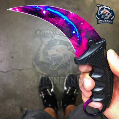 Set of 2 Karambit Galaxy CSGO 7.5" Knife For Hunting Camping Fixed Blade Knife Gift for Father, BoyFriend, Husband - IronfangKnife