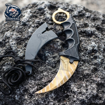 Tiger Tooth Karambit CSGO 7.5" Knife For Hunting Camping Fixed Blade Knife Gift for Father, BoyFriend, Husband - IronfangKnife