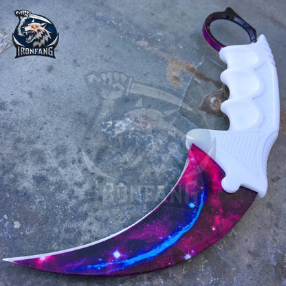 Set of 2 Karambit Galaxy CSGO 7.5" Knife For Hunting Camping Fixed Blade Knife Gift for Father, BoyFriend, Husband - IronfangKnife