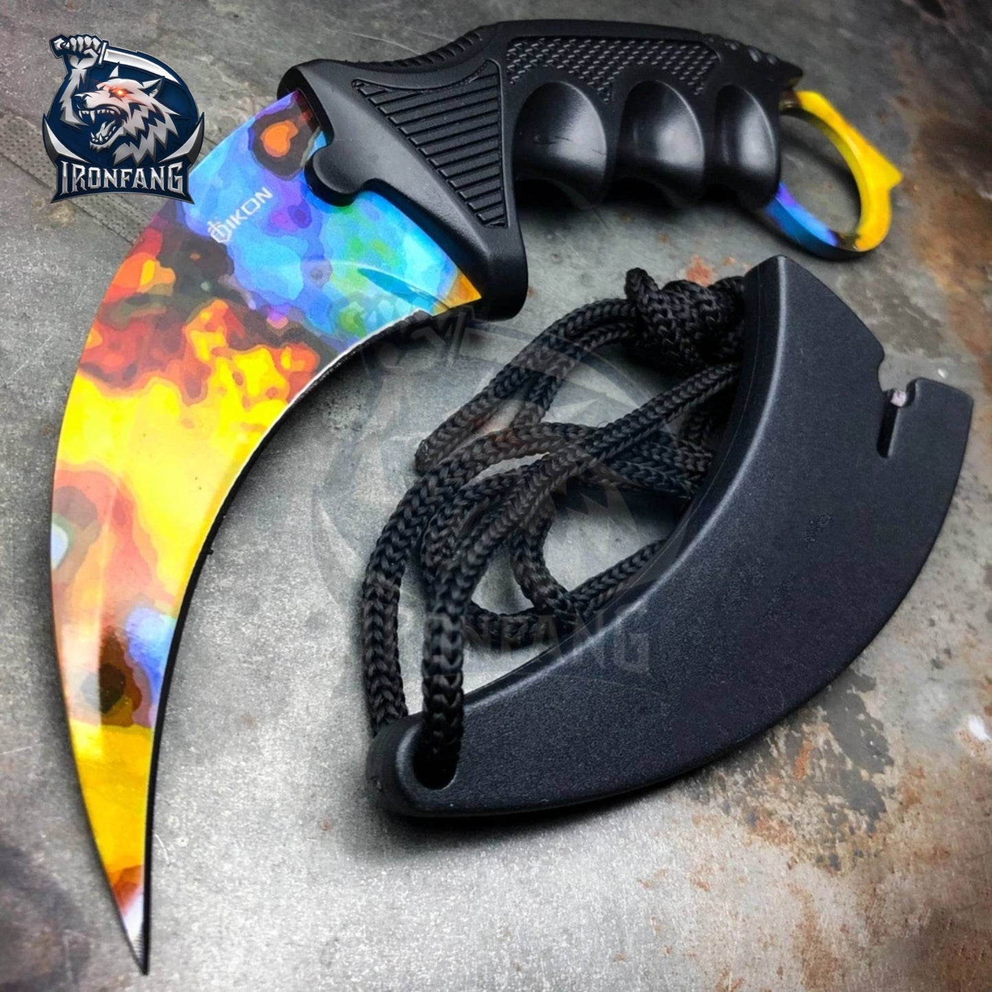Case Hardened Karambit CSGO 7.5" Knife For Hunting Camping Fixed Blade Knife Gift for Father, BoyFriend, Husband - IronfangKnife