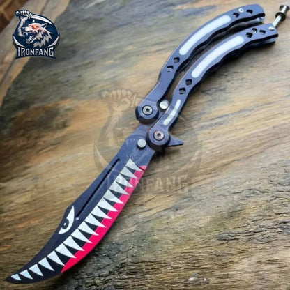 CSGO Practice Knife Balisong Butterfly Trainer Blade - Military Shark | Ironfangknife