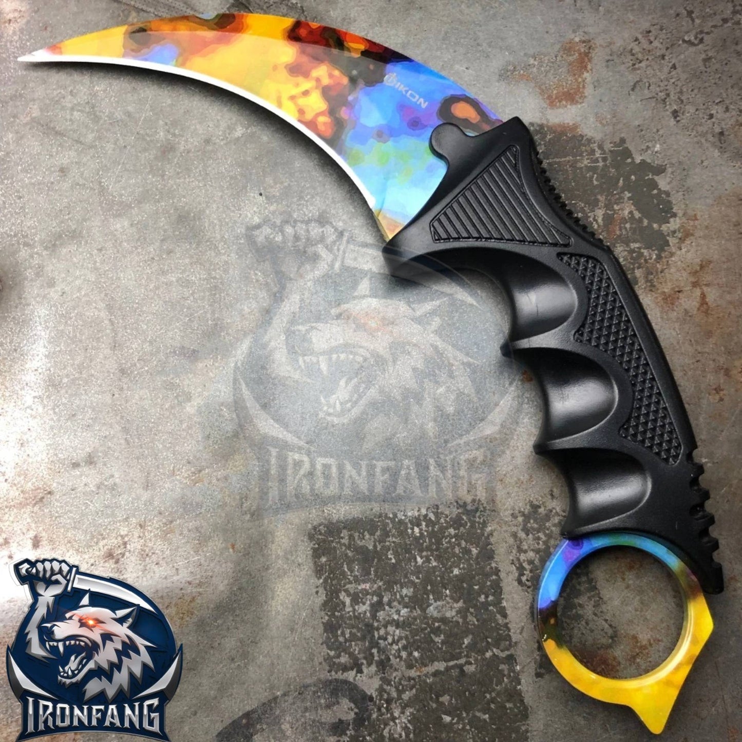 Case Hardened Karambit CSGO 7.5" Knife For Hunting Camping Fixed Blade Knife Gift for Father, BoyFriend, Husband - IronfangKnife
