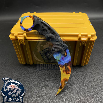 Case Hardened Karambit CSGO 7.5" Knife For Hunting Camping Fixed Blade Knife Gift for Father, BoyFriend, Husband - IronfangKnife