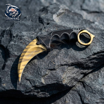 Tiger Tooth Karambit CSGO 7.5" Knife For Hunting Camping Fixed Blade Knife Gift for Father, BoyFriend, Husband - IronfangKnife