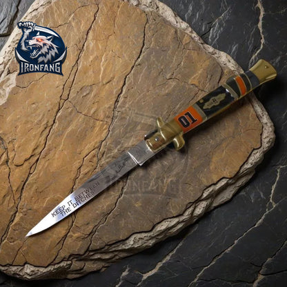 9" Premium Limited Stiletto Pocket Knife for Camping, Hunting - Gift for Men, Father, Boyfriend | Ironfangknife
