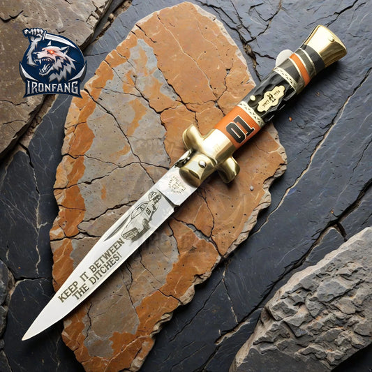9" Premium Limited Stiletto Pocket Knife for Camping, Hunting - Gift for Men, Father, Boyfriend | Ironfangknife